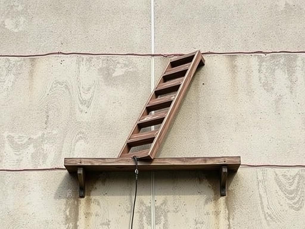 Questo puoi farlo: riporre scale pieghevoli agganciate al muro con supporti di sicurezza